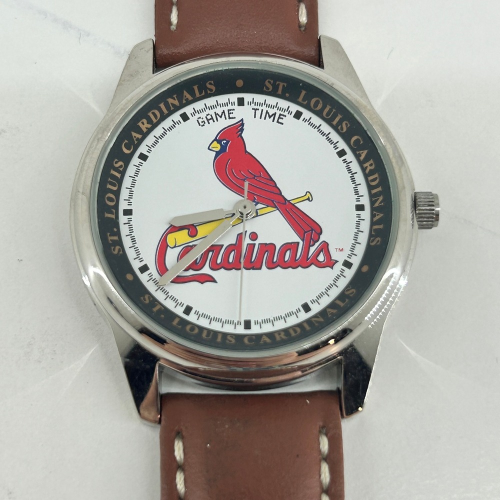 Game Time St Louis Cardinals Watch Brown Leather Strap Quartz Analog MLB NOS
